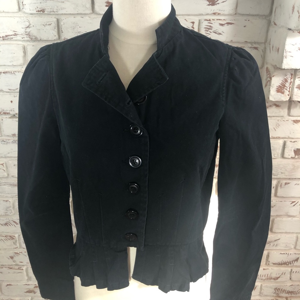 Hurley Crop Jacket Ruffle Waist Black Women M